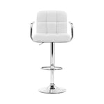 Artiss 2x Bar Stools Leather Gas Lift w/Armrest White BA-K-1055A-WHX2