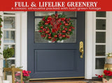 Christabelle Stunning 71cm Christmas Wreath Lush Red Baubles Berries Pine Cones and Bow Front D 112_GUE509