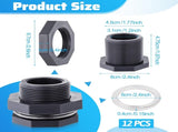 12Pcs Bulkhead Fitting 1 Inch Pvc Bulkhead with Plug Water Tank Connector Adapter Fitting Double V1258-DP02-C-745