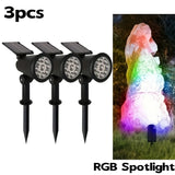 3pcs Solar outdoor spotlight, IP65 waterproof and weather-resistant, 9 LEDs with multi-color/white V1232-CPDCD-004