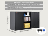 Metal Storage Cabinet w/ 3 Keys 2 Adjustable Shelves & Magnetic Door Black V952-ZXCWJCQHY3180B55IV0
