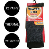 12 Pairs Thermal Heated Socks w/ BONUS Hot Water Bottle Warm Winter Pack V563-BOTTLESOCKSSET