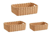 Natural Rattan Fruit Storage Baskets, Rectangular Woven Wicker Box, for Key Holder Remote Stackable V1192-AZ-W-19560