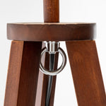Natural Wooden Tripod Floor Lamp w/ Round Shelf + Off White Linen Shade - Cherry V563-75172