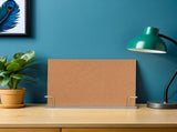 Framed Bulletin Board with Stand for Desk Display, Acrylic Support and Wood Frame with Push Pins V1192-AZ-W-21820