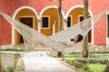 Outdoor undercover cotton Mayan Legacy hammock with hand crocheted tassels Queen Size Marble Colour V97-TDQ CREAM