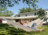 2-Person Bohemian Hammock with Fringes, 500 lbs Capacity, Cotton, Portable for Garden Patio Camping, V1188-MS-325-0987