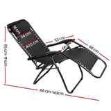 Gardeon 2PC Zero Gravity Chair Folding Outdoor Recliner Adjustable Sun Lounge Camping Black FF-ZGC-BKX2