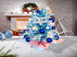 With LED String Light, Mini Christmas Tree, Tabletop Artificial Christmas Tree with Ornaments V1107-128-16524-BLU-60CM