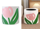 Floral Trash Can Large Mouth Cute Appearance Modern Style Garbage Waste Basket for Kitchen Bathroom V1294-YM0521-3117230064313