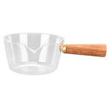 Glass Milk Pot with Wooden Handle V Shaped Spout Noodles Saucepan Home Kitchen Cookware V1294-YM0714-3118210298911