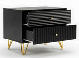 Sarantino Diego Bedside Table Night Stand with 2 Drawers - Black TBL-075-05-BK