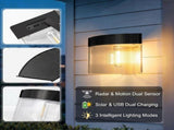 Solar Powered Outdoor Wall Lamp with Radar Motion Sensor, Dual Installation as Wall Mount or Ground V1341-ZY-FWENWRGQ-WARMLIGHT-2PCS