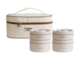 4-Pack Beige 304 Stainless Steel Microwave-Safe Lunch Box Set - Stackable Insulated Bento Containers V888-ELOSUNG45765
