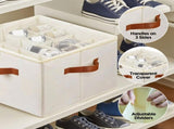 2 Pack Shoe Organizer Zipper Clear Lid Fabric Shoe Storage Box Space Saving Beige Shoe Holder for V985-SHOEORGANIZER