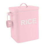 Iron Rice Container with Lid and Handle, Countertop Organizer Jar for Flour, Pet Pink M V1366-AZ2-W-27422