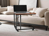 C Table, C Shaped Sofa Side Table with Metal Frame Rolling Casters, Portable C Shaped End Stand for V952-CZ1JT1CBHB208HKNP001V0