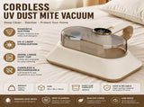 White Cordless UV-C Mite Remover Vacuum - 400ml Dust Cup, High-Frequency Tapping, Ergonomic Handle, V888-ELOSUNG53548
