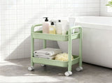 2 Tier Rolling Cart, Rolling Storage Cart With Handle And Locking Wheels, Kitchen Cart Laundry V1369-AZ3-W-09509