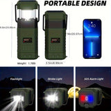 AM FM radio, NOAA weather alert radio, hand crank emergency radio, solar camping light, Bluetooth V1102-132-62617-GRN-HIGH-ENDCONFIGURATION