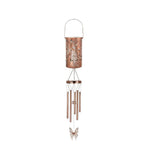 Solar Wind Chime Lantern 2 in 1 Outdoor Decor, Iron Hollow Out Projection with Hummingbird Flower V1369-AZ3-W-12077