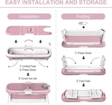 CARLA HOME Foldable Bathtub Adult - Collapsible Soaking Tub - Pink - Folding Bathub V178-36496