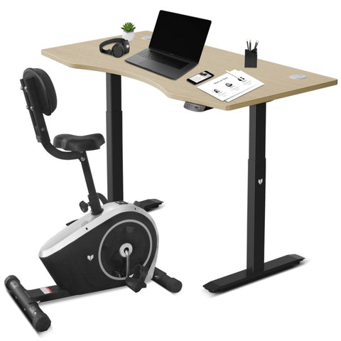 Lifespan Fitness Cyclestation 3 Exercise Bike with ErgoDesk Automatic Standing Desk 150cm in V420-LFEX-CLSTN3-C