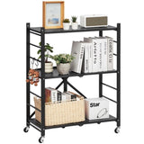 VEVOR 3-Tier Foldable Storage Shelf with Wheels 71 x 33 x 91 cm Metal Shelving V952-YDKZDHJHS3C1VVYHI001V0