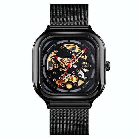 Men Automatic Tourbillon Watch With Mesh Strap - Black PRL-1075216240DBT_NZ