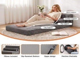 Artiss 3-in-1 Folding Sofa Bed Armless Lounger Chair with Side Pocket and Pillow SB-B-CDF-FOLD-GY