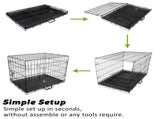 Wire Dog Cage Foldable Crate Kennel 42in with Tray Cushion Mat Combo V274-PET-WCCU42-BE