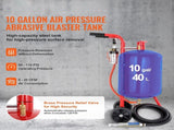 10Gal/40L Sandblaster Equipped w/Nozzle Shut-Off Valve Pressure Gauge Ceramic Nozzle Rubber Wheels V952-40LPSJ00000000001V0