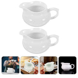 Set of 2 Ceramic Gravy Boats with Handle, Portable Sauce Dispensers for Kitchen and Dining Table V1370-AZ4-15044