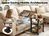 Artiss 3 Tier Adjustable Laptop Desk Tiltable Mobile Side Table Wheels LA-DESK-C-60-2T-WA