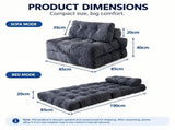Convertible Folding Sofa Bed with Pumpkin Design, Corduroy Fabric, 3D Tufted Backrest, and V1341-ZY-4R2LKY7H-BLACK