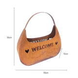 Rust 'Welcome' Bag Planter / Storage 33cm V637-24862BAG