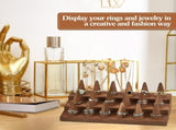 2Pcs Ring Display Stand, 3 Tier Ring Organizer for 18 Rings Storage Selling, Wood Ring Holder V1259-DP01-A-3477