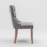 AADEN Modern Elegant Button-Tufted Upholstered Fabric with Studs Trim and Wooden legs Dining Side V226-SW6801GY