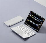 Foldable Bluetooth Keyboard with Touchpad and Stand for iPad/iPhone/MacBook,3-Device Ultra Slim PU V1107-888-86290-WHT