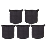 5-Pack Black Felt Plant Grow Bags with Handles, Round Garden Pots for Improved Root Aeration and V1192-AZ-W-34377
