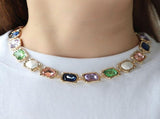 Pearl Statement Collar with Faceted Rhinestone , Luxury Molten Casting Texture Chunky V1192-AZ-W-9991