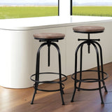 Artiss 4x Bar Stools Kitchen Dining Chairs Adjustable Wooden Vintage Stool BA-TW-V17-T14134-BKX4