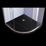 100 x 100cm Chrome Rounded Sliding 6mm Curved Shower Screen with Black Base V63-830211