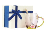 Glass Cup Innovative Flower Tea Cup with Spoon Drink Mug Birthday Christmas Festive GiftsGreen V1294-YM0901-3118210111814