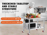 Stainless Steel Work Table 36x24 Inch with 4 Wheels Commercial Food Prep Worktable with Casters V952-SYGZT36X24INDJL01V0