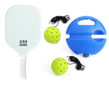 4-Piece Green Pickleball Training Set - Lightweight Fibreglass Paddle with TPU Edge, Rebound Trainer V888-ELOSUNG55747