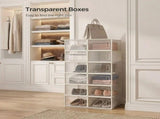 CARLA HOME 12-Pack Clear Stackable Shoe Storage Boxes - White - Shoe Box Storage V178-36402