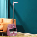 Pink Rotatable Broom and Dustpan Set with Self-Cleaning Scraper Teeth Standing Storage Long V1366-AZ2-W-12686