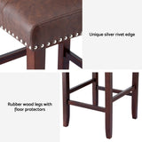 Artiss 2x Bar Stools Kitchen Dining Chairs Counter PU Leather Wooden Ada Brown UPHO-C-BAR-2501-BRX2