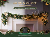 Jingle Jollys 2.7M Christmas Garland 8 Mode LEDs Timing 200 Tips Flowers Balls XM-C-GAR-FLW-9FT-GD-LED